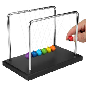 HSRBO Newtons Cradle showing smooth nylon strings and fluid motion.
