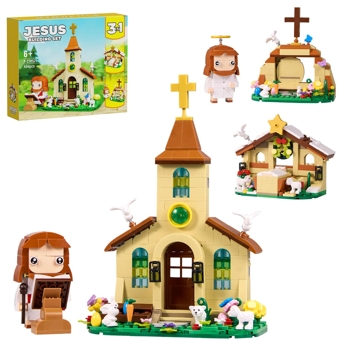 HTOWPMLS Jesus 3-in-1 nativity scene blocks for imaginative storytelling at home