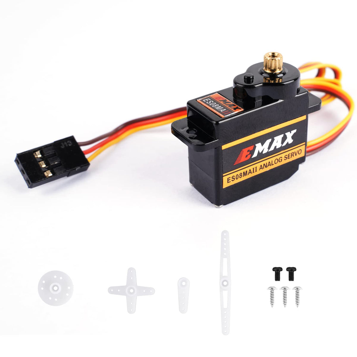 HTRC EMAX ES08MA II 12g servo side view shows slim profile for tight fits.