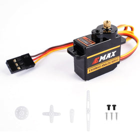 HTRC EMAX ES08MA II 12g servo side view shows slim profile for tight fits.