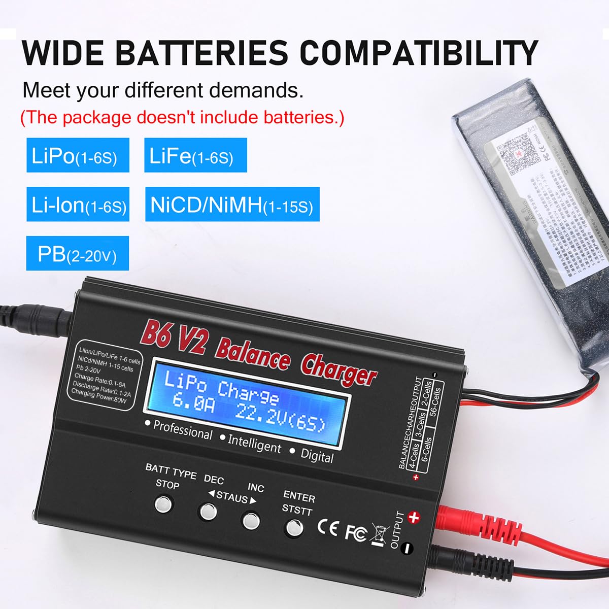 HTRC LiPo charger balance display shows cell status at a glance.