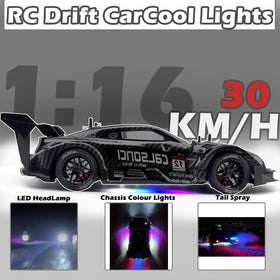 HTURCCOP 1:16 RC car underbody LED chassis lighting enhances night driving.