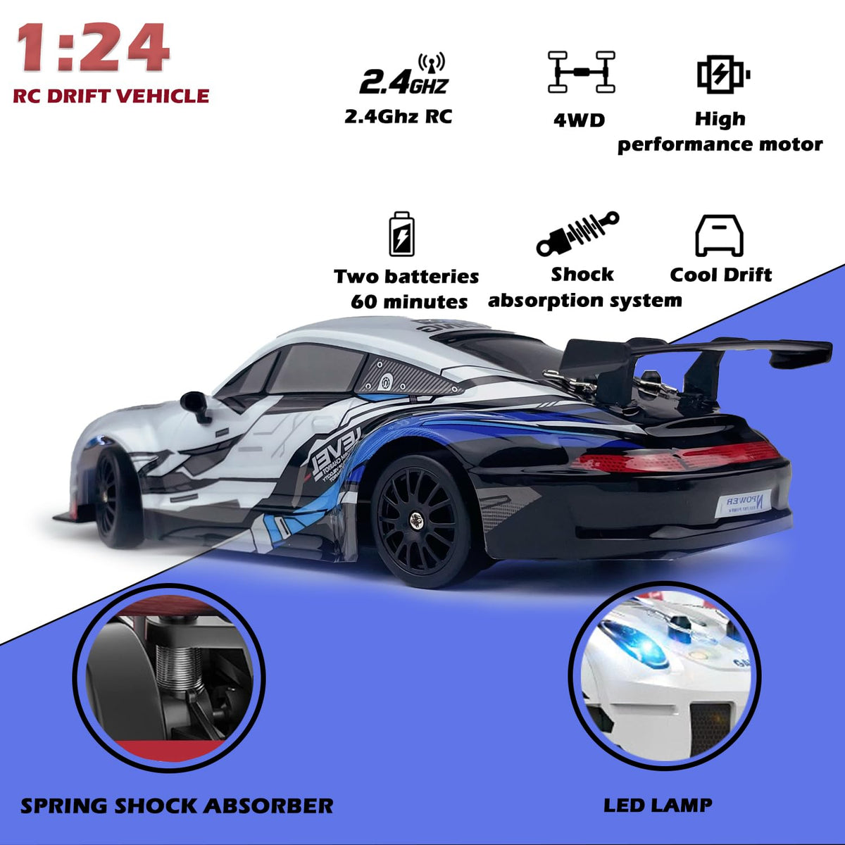 HTURCCOP RC drift car 2.4GHz remote enables multiplayer fun.