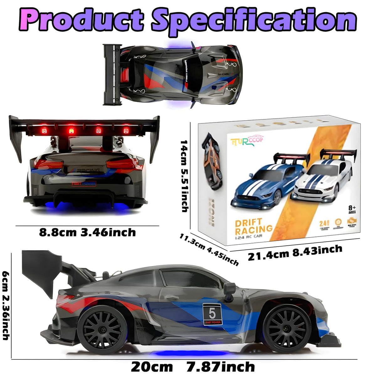 HTURCCOP RC drift car battery life with two packs delivering long play time