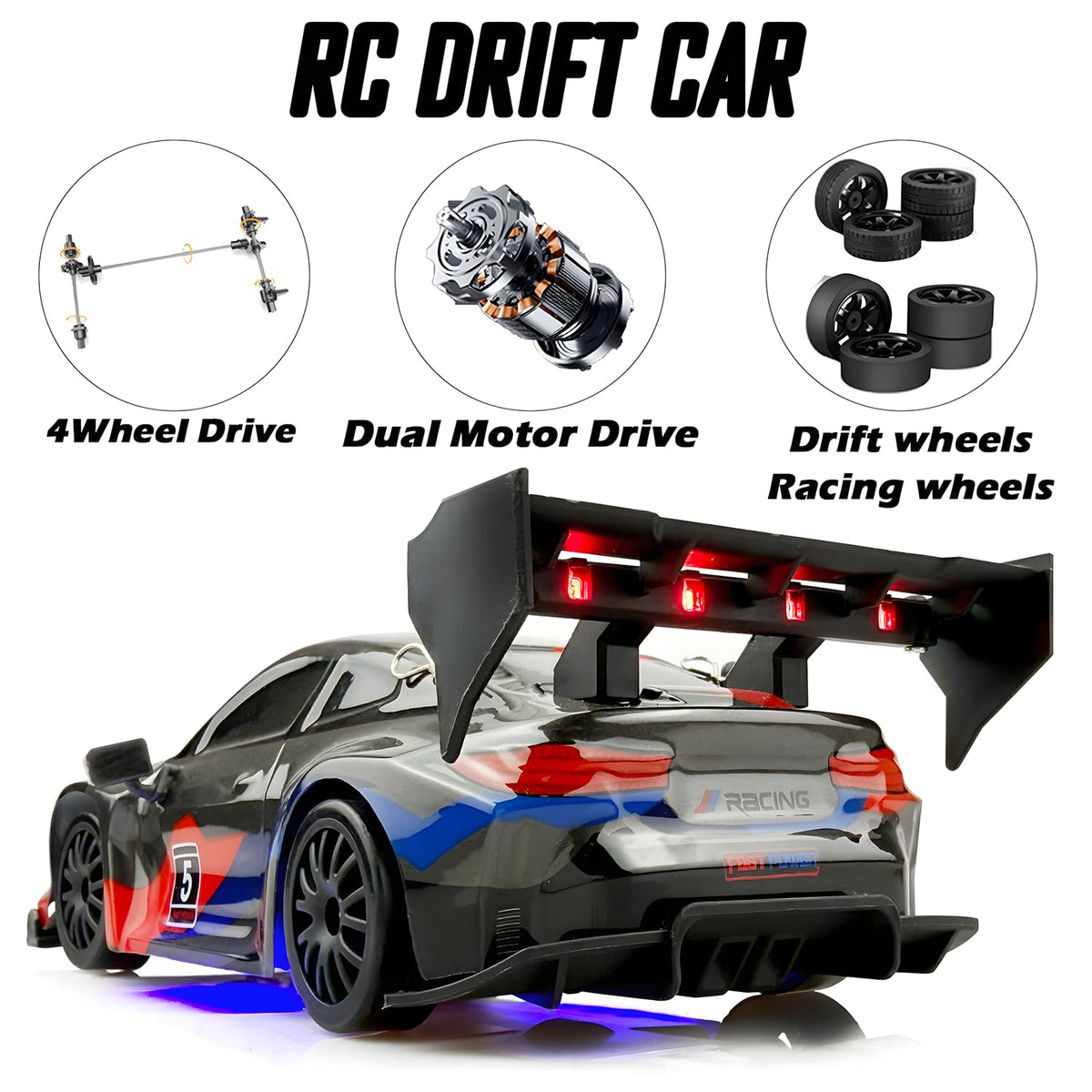 HTURCCOP RC drift car LED lights mode for night driving