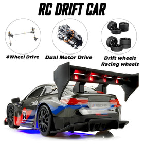HTURCCOP RC drift car LED lights mode for night driving