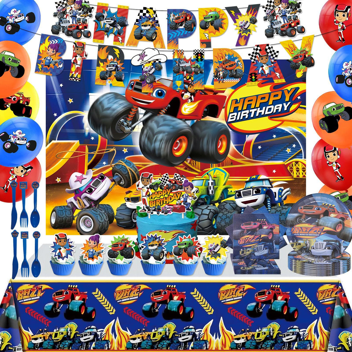 HTWHVT Monster Truck banner for chic party decor and photo moments