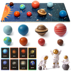 Htyibfs wooden solar system board with astronauts for interactive space learning.