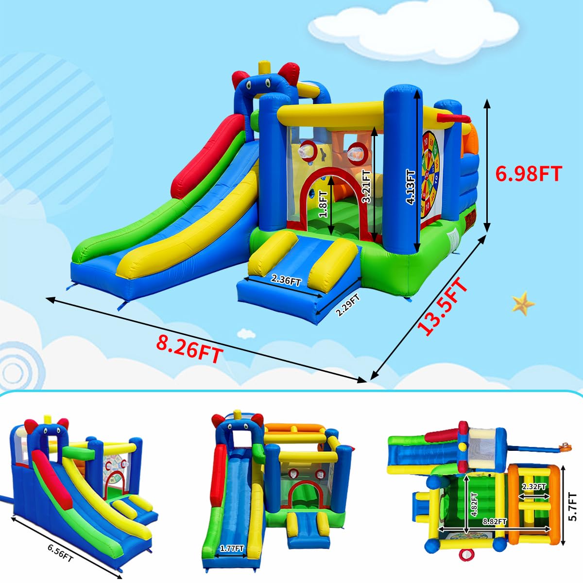 HuaKastro Bounce House climbing wall encourages adventurous climbing and exploration