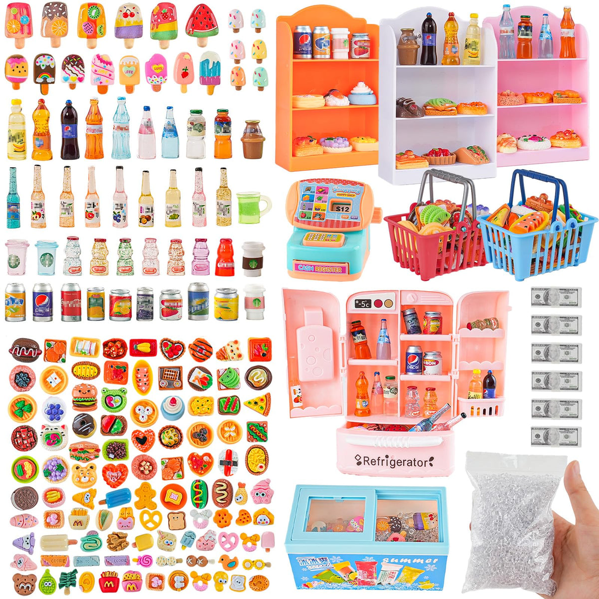 HUADELAIMA fridge play set showing compact kitchen storage for pretend play