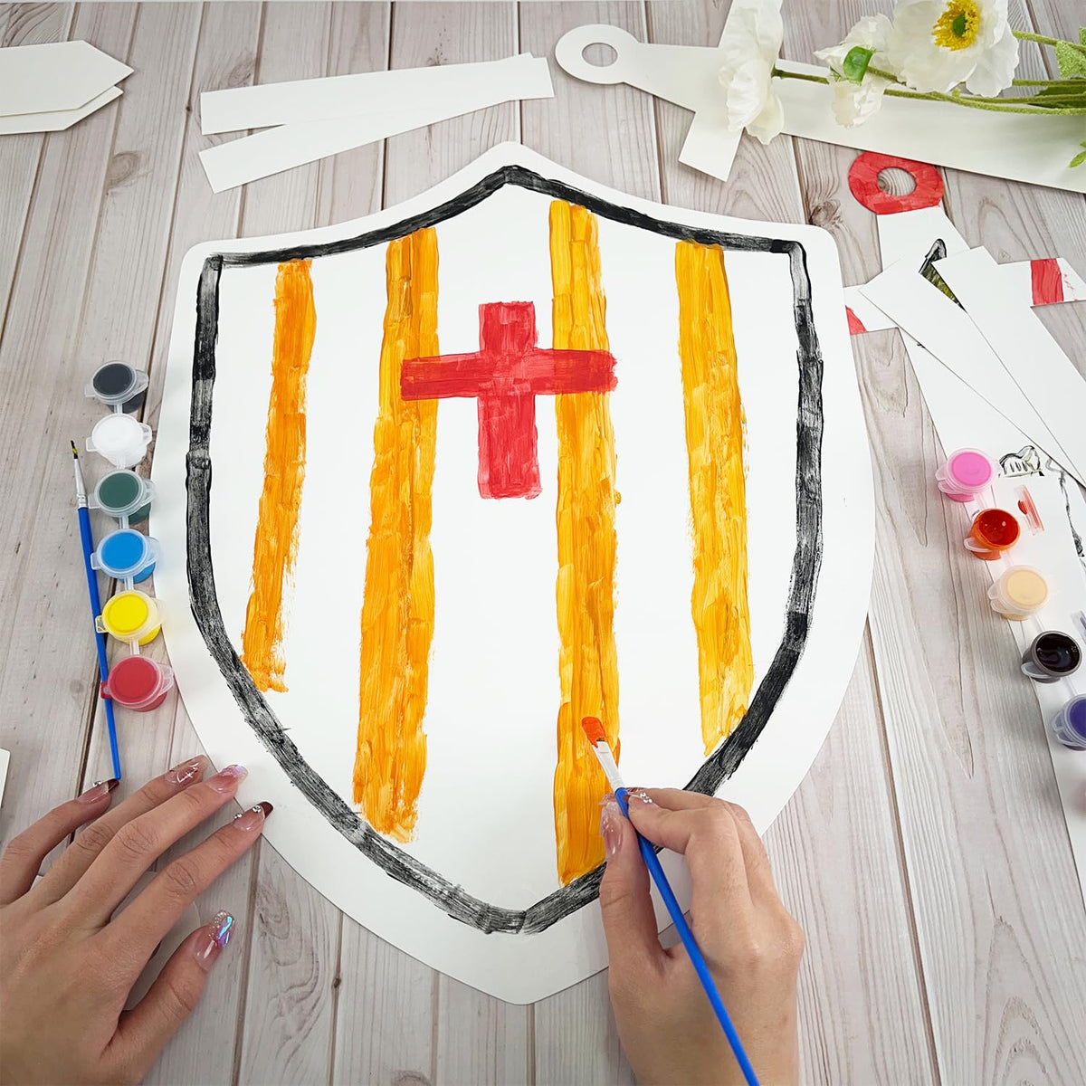 Huaerle castle-themed activity space promotes hands-on art play.
