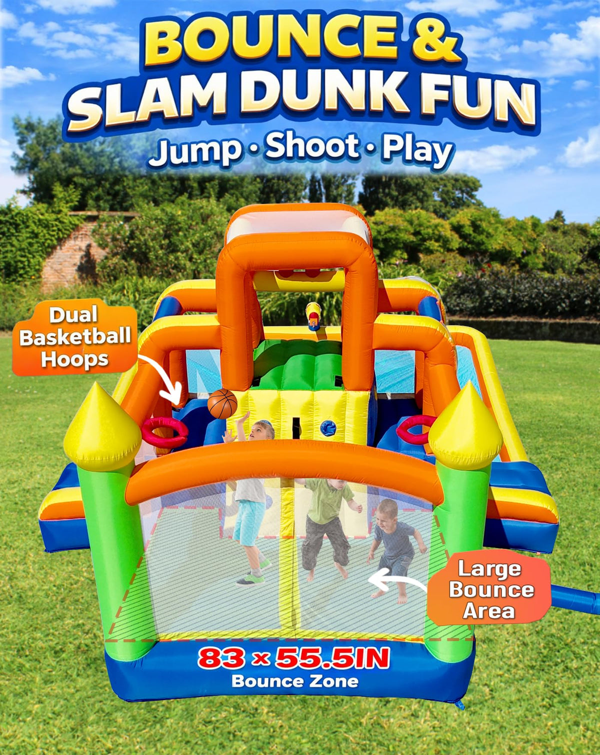 HuaKastro bounce area with basketball hoops sparks active play