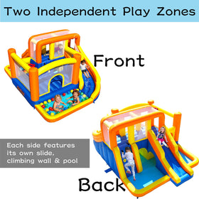 HuaKastro extra large dual-zone water bounce house – back view, independent zones for group fun