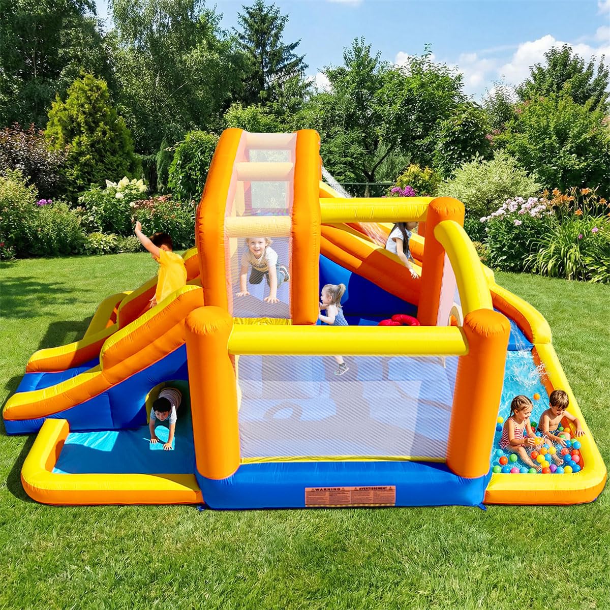 HuaKastro extra large dual-zone water bounce house – front view, supports multi-child play