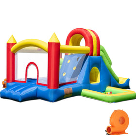 HuaKastro large bounce house with tall slide, ideal for backyard fun