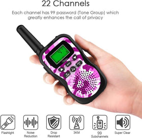 Huaker Kids Walkie Talkies 22-channel setup enabling quick connections during outdoor games.