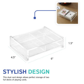Huang Acrylic Twin Deck Case demonstrates dust and spill protection on a card table.