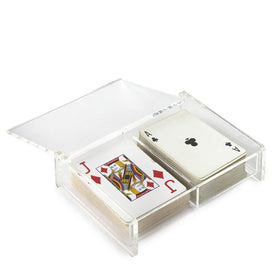 Huang Acrylic Twin Deck Case top view showing compact two-deck storage for cards.