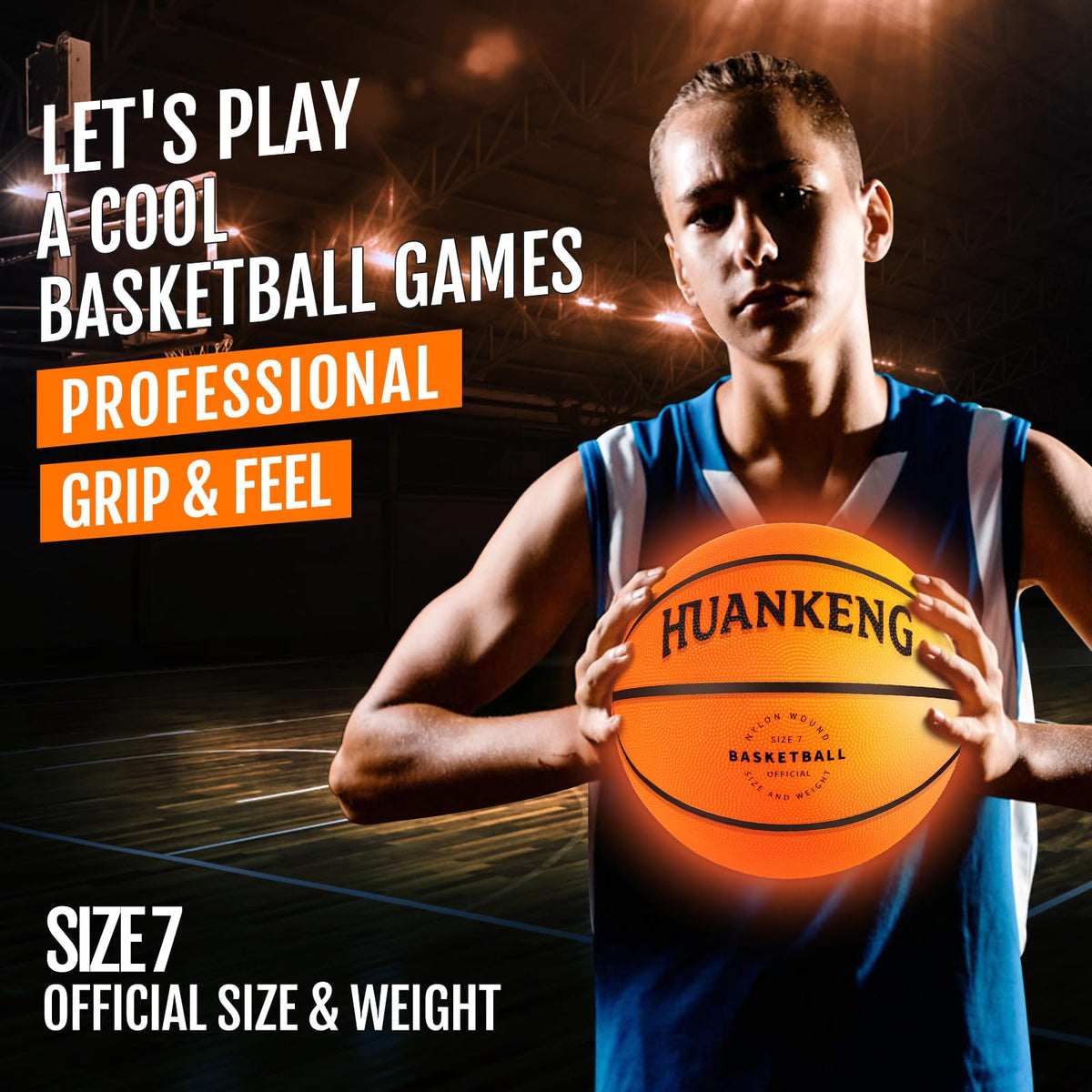 HuanKeng glow basketball illuminated by touch for exciting outdoor sports after dark