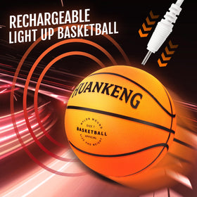 HuanKeng glow basketball with included pump and USB cable for easy setup