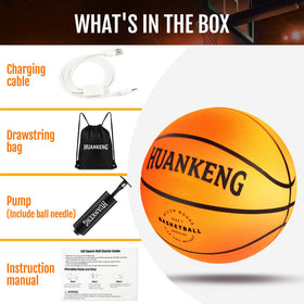 HuanKeng durable glow basketball designed for outdoor use with waterproof charging port