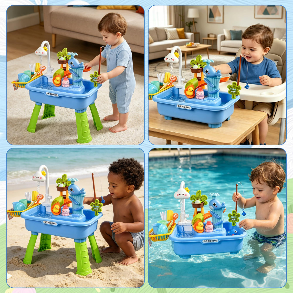 HUASHILUO pretend kitchen sink setup inspires imaginative play and cleanup moments.
