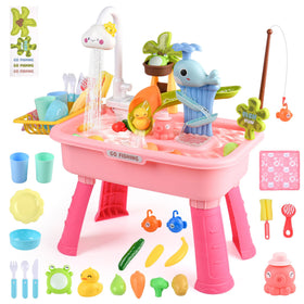 HUASHILUO upgraded water table with electric pump enables real-flow water play for toddlers.