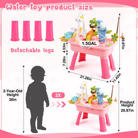 HUASHILUO water table 4-in-1 play station supports sand, water, kitchen pretend play and fishing.