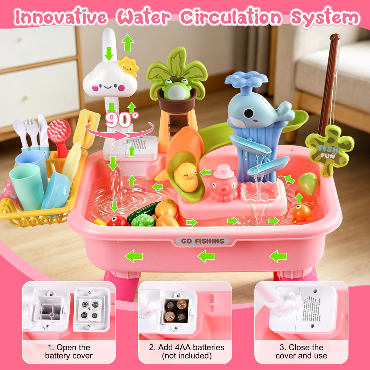 HUASHILUO water table with sand and water play accessories for creative sensory exploration.