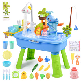 HUASHILUO water table with electric pump for toddlers enables interactive outdoors play.