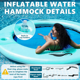 Huatean Home SunChill Float Ring in-water demonstration shows 600 lb capacity.