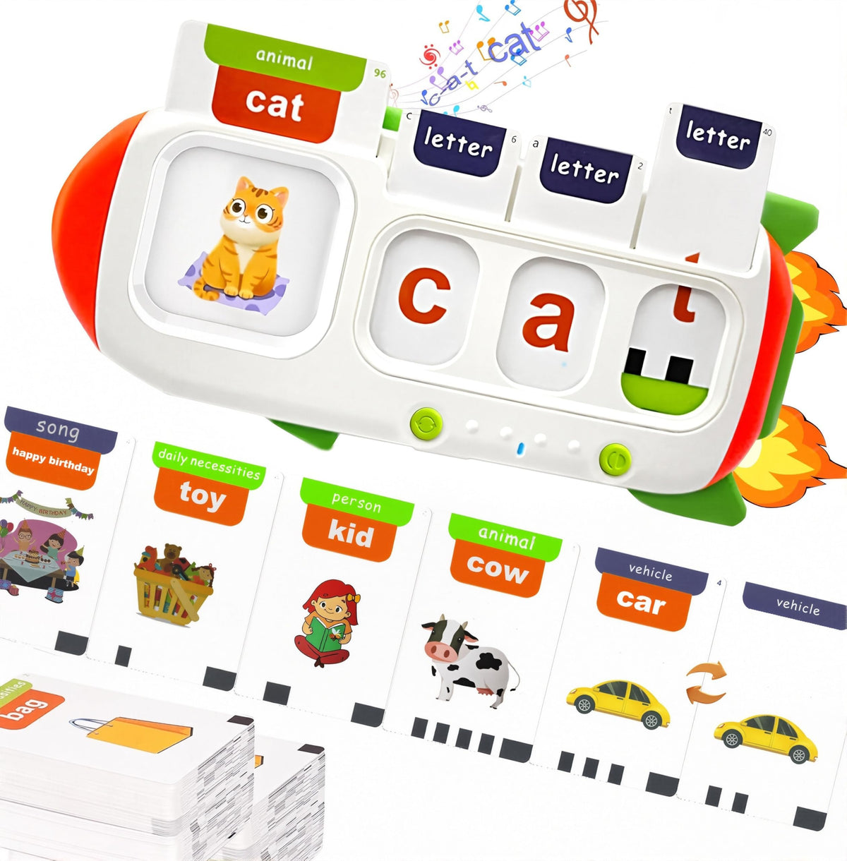 HubFivy Talking Flash Cards offer double-sided CVC activity for word-picture matching.