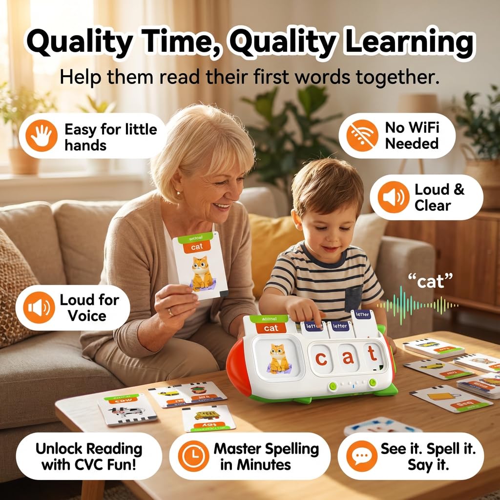 HubFivy flash cards run on a rechargeable battery for portable learning anywhere.