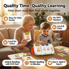 HubFivy flash cards run on a rechargeable battery for portable learning anywhere.