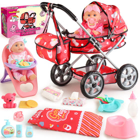 HuceePlay baby doll stroller set full package for imaginative role play.