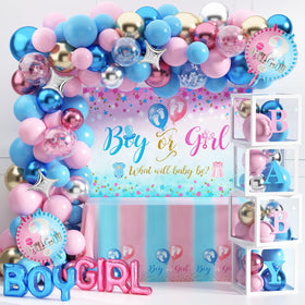HUFAND gender reveal balloons pack with pink and blue colors for dramatic announcements.
