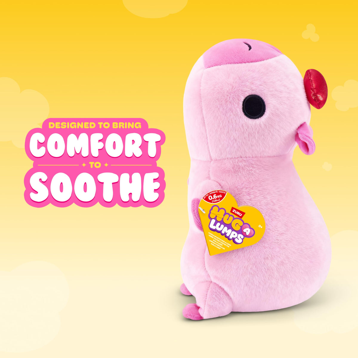 Hug-A-Lumps Love ultra-soft fabric enhances tactile comfort during quiet moments.