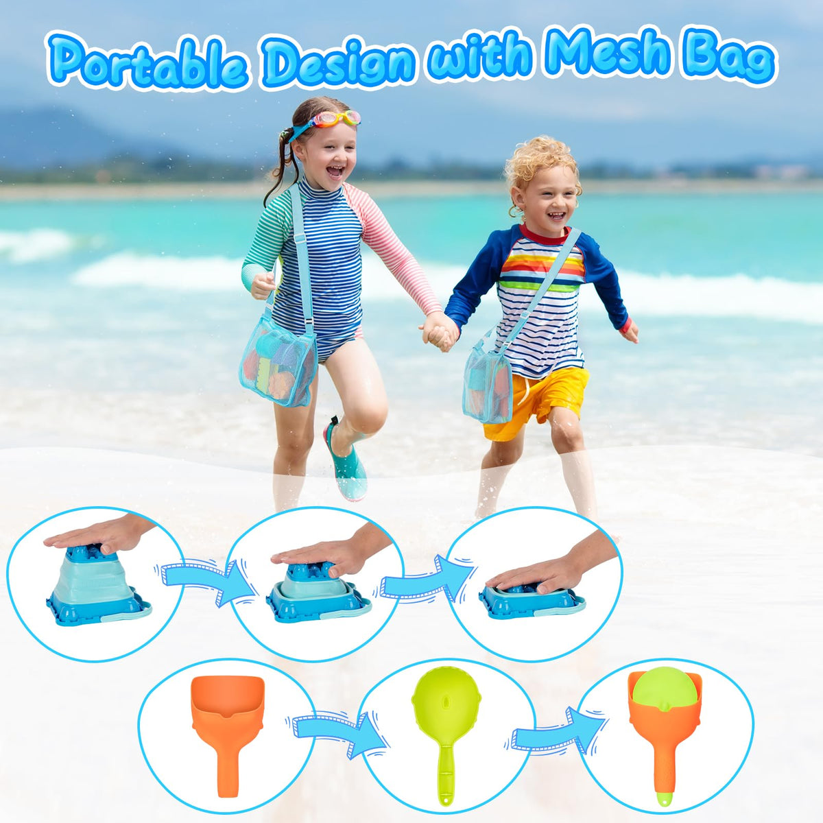 HUGCATY castle molds, reusable shapes spark imaginative sand castles.