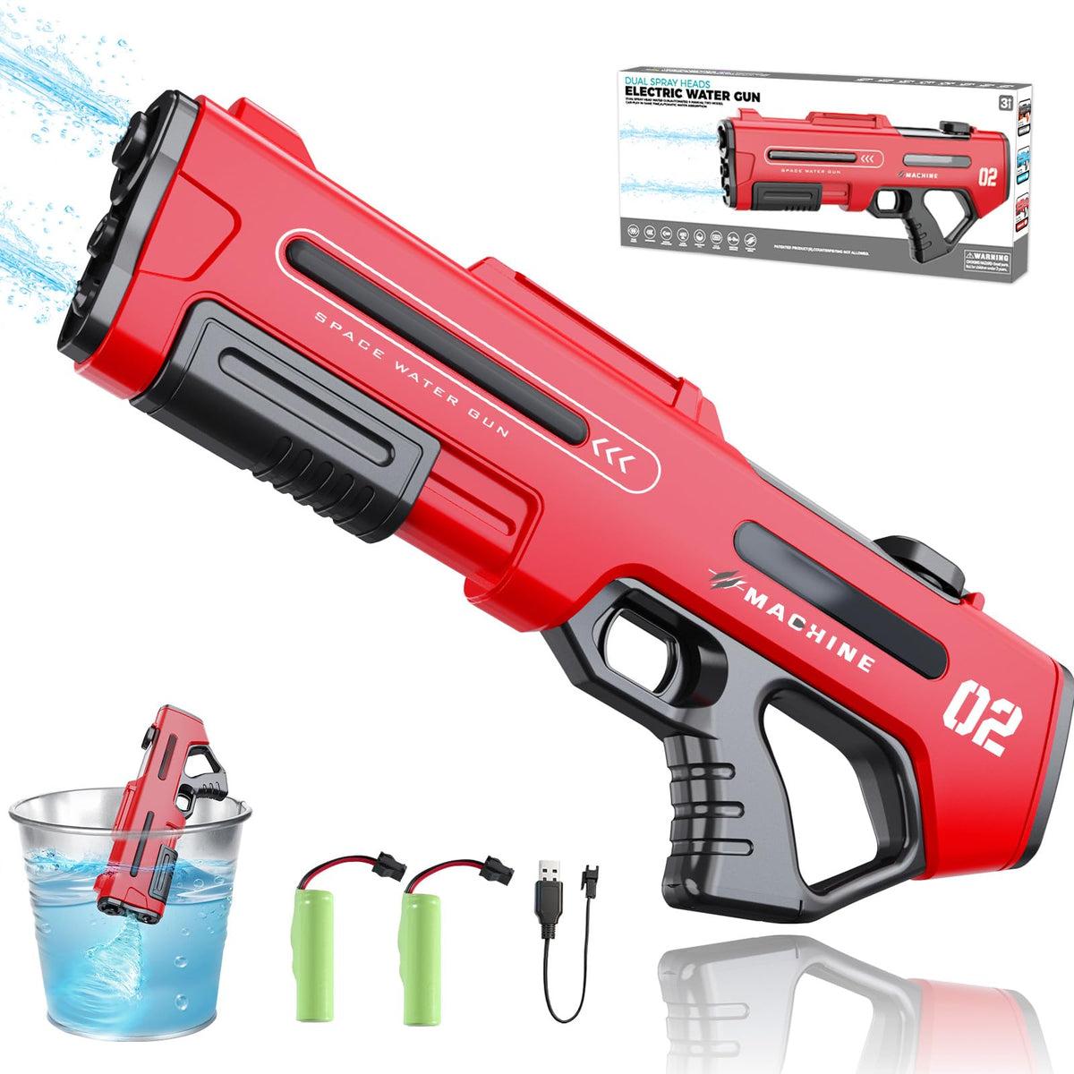 Hugeway electric water gun with three modes enables versatile summer battles.
