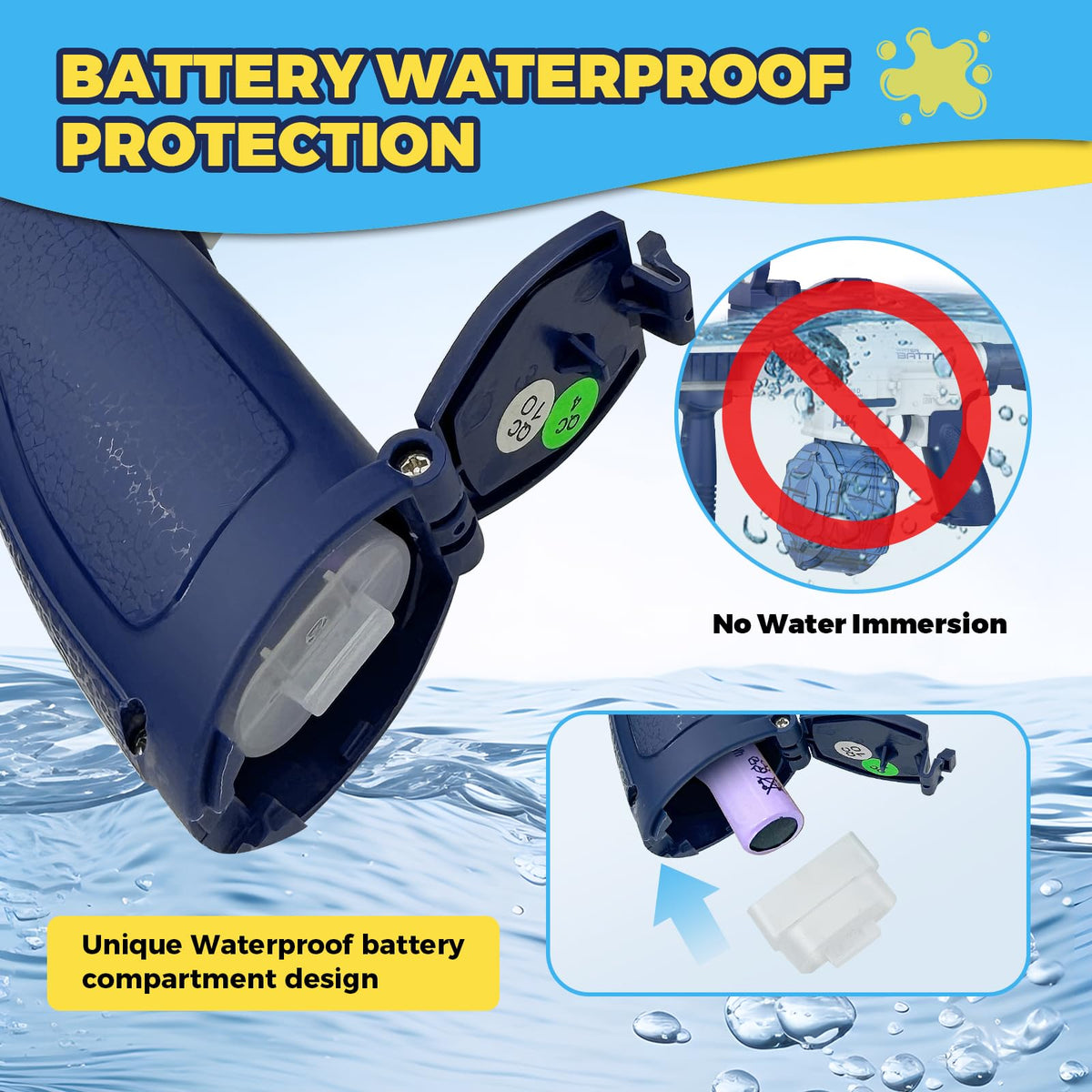 Hugeway water gun with two rechargeable batteries for long sessions