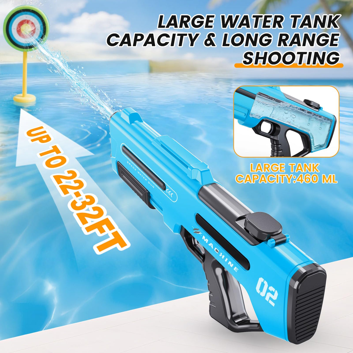 Hugeway water gun with three shooting modes offers versatile play options.