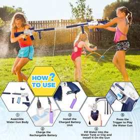 Two water tanks and batteries included for continuous action.