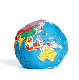 Hugg-A-Planet Classic Political Earth side texture close-up shows durable materials for play.