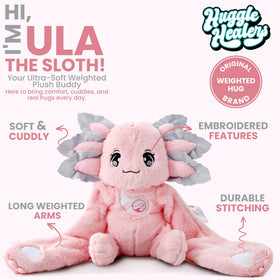 Huggle Healers Ula Axolotl displayed as a soft living room decor piece