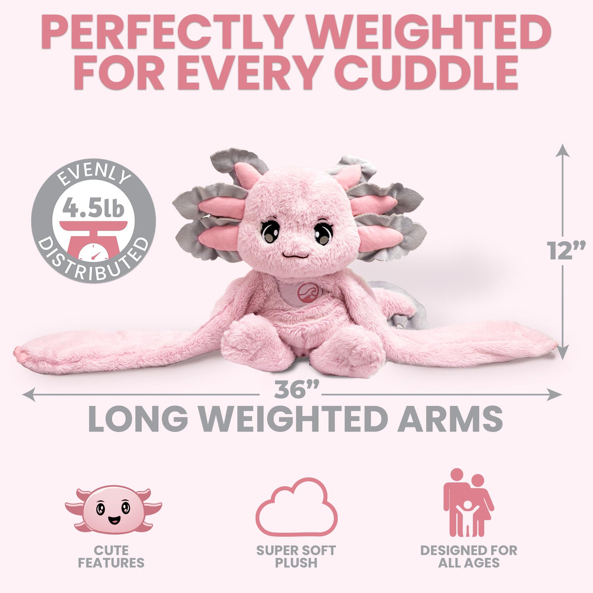 Huggle Healers Ula Axolotl pink plush fur for cozy snuggles