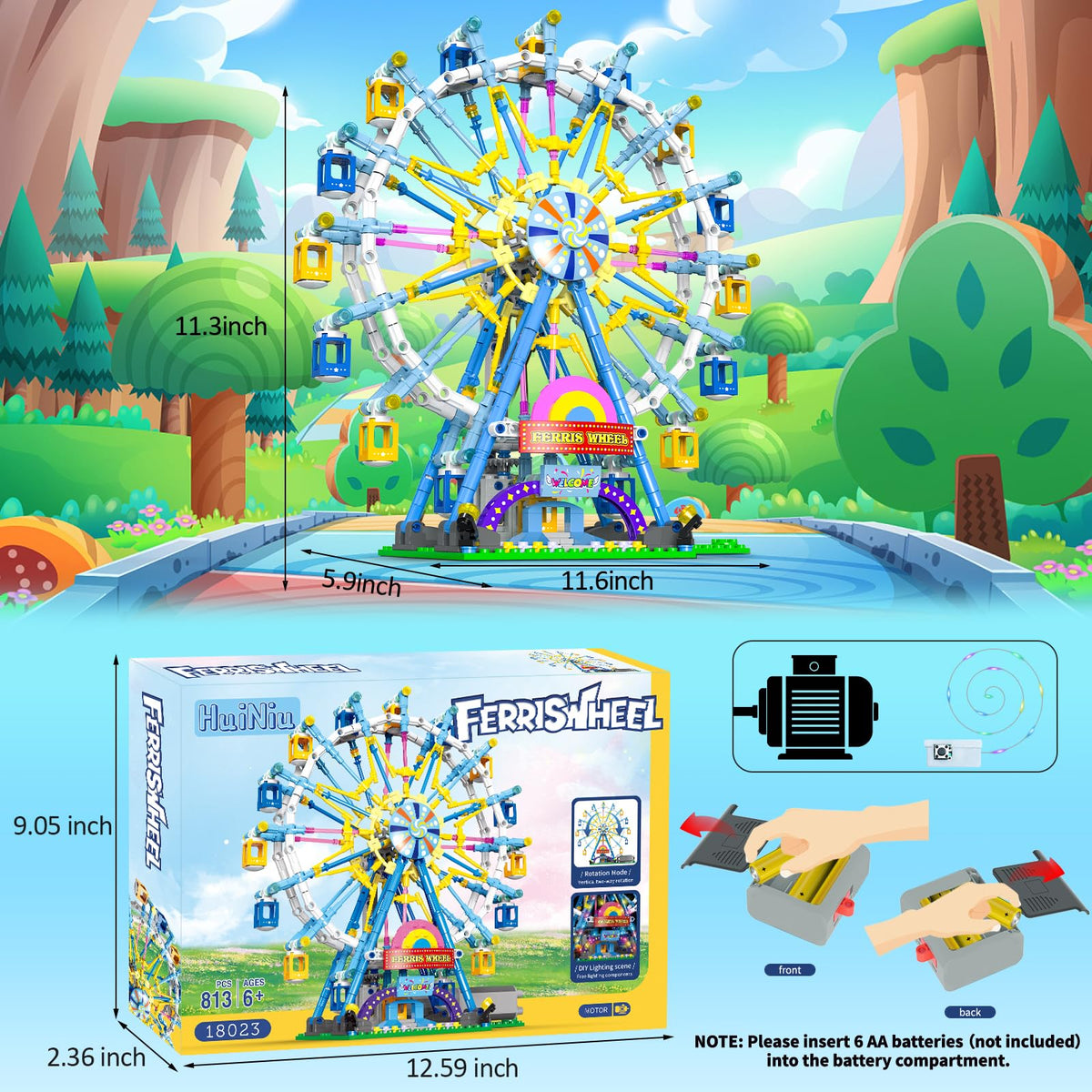 HuiNiu Ferris Wheel bidirectional rotation showcases smooth two-way motion.