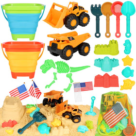 HUITEM beach-sand-toys-29pcs-set enables imaginative sand play at the shore.
