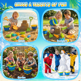 HUITEM castle molds help kids shape grand sand castles with ease.