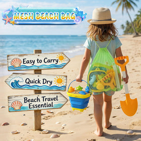 HUITEM mesh bag dries toys quickly and makes transport simple.