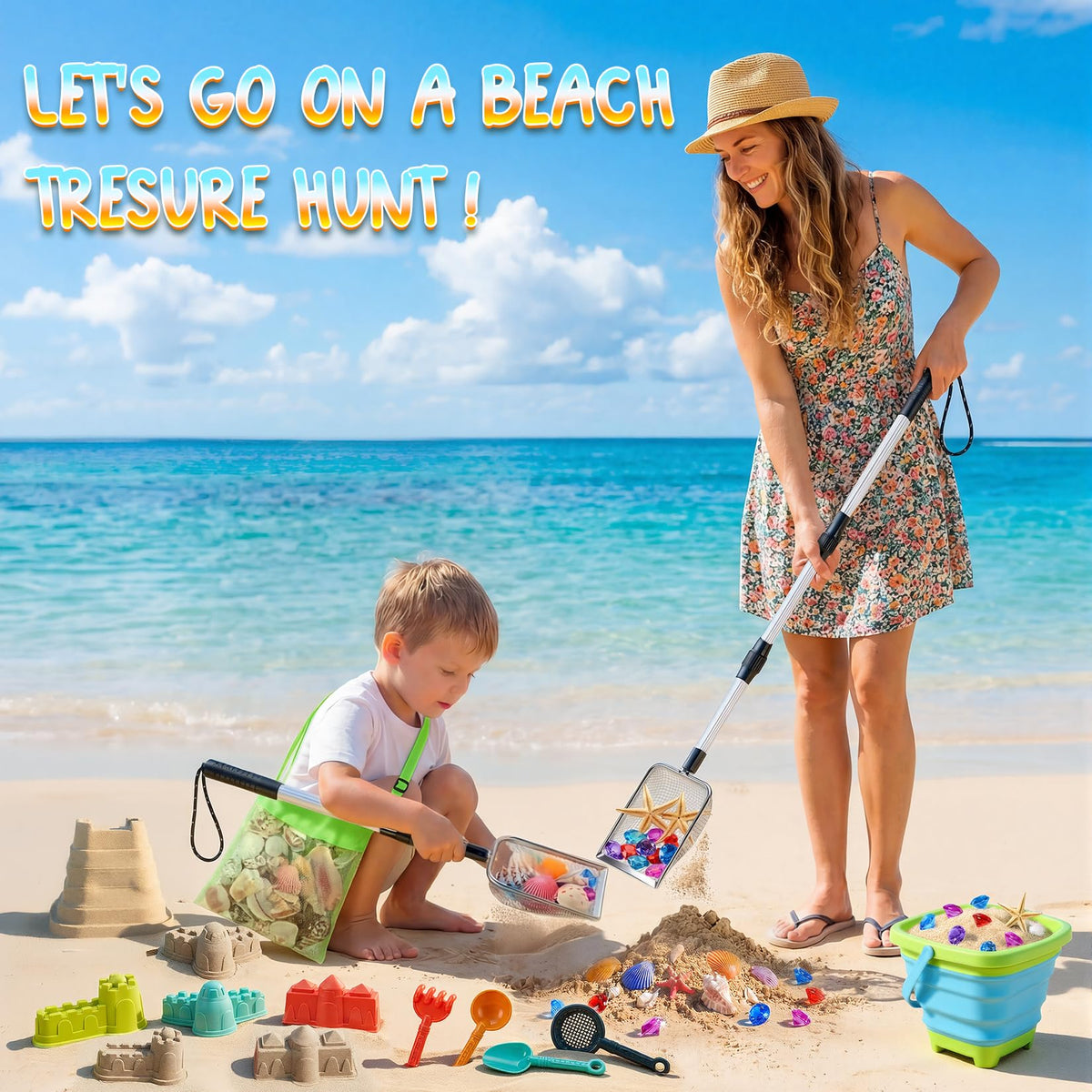 HUITEM collapsible beach bucket for easy packing and quick setup on the sand.